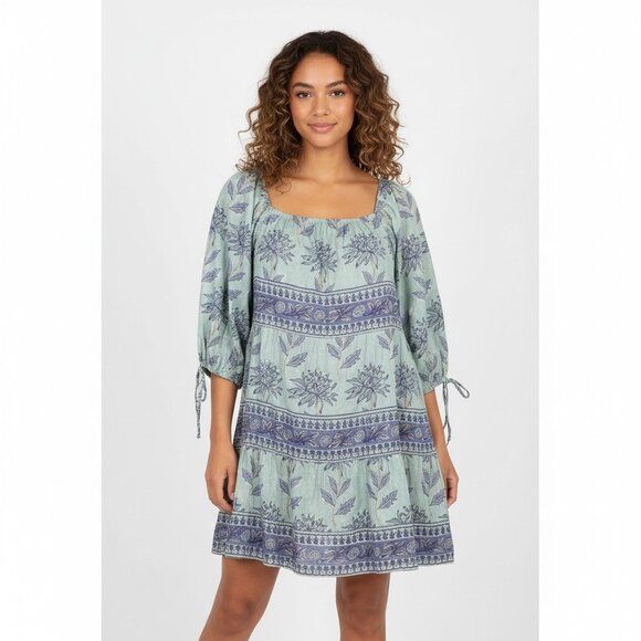 Victoria Dunn Dresses & Skirts - Victoria Dunn Sunflower Dress in Cornflower Green Blue Boho Medium Like New